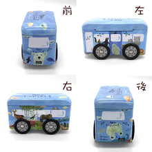 画像をギャラリービューアに読み込む, 三葉製菓 旭山どうぶつえん号 バス缶【ブルー】 バターロールクッキー 【8本入】